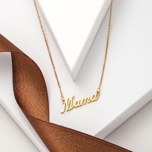 Goldtone MAMA Stainless Steel Necklace